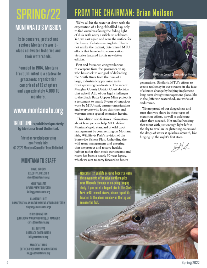 Spring 2022 Trout Line Newsletter - Montana Trout Unlimited